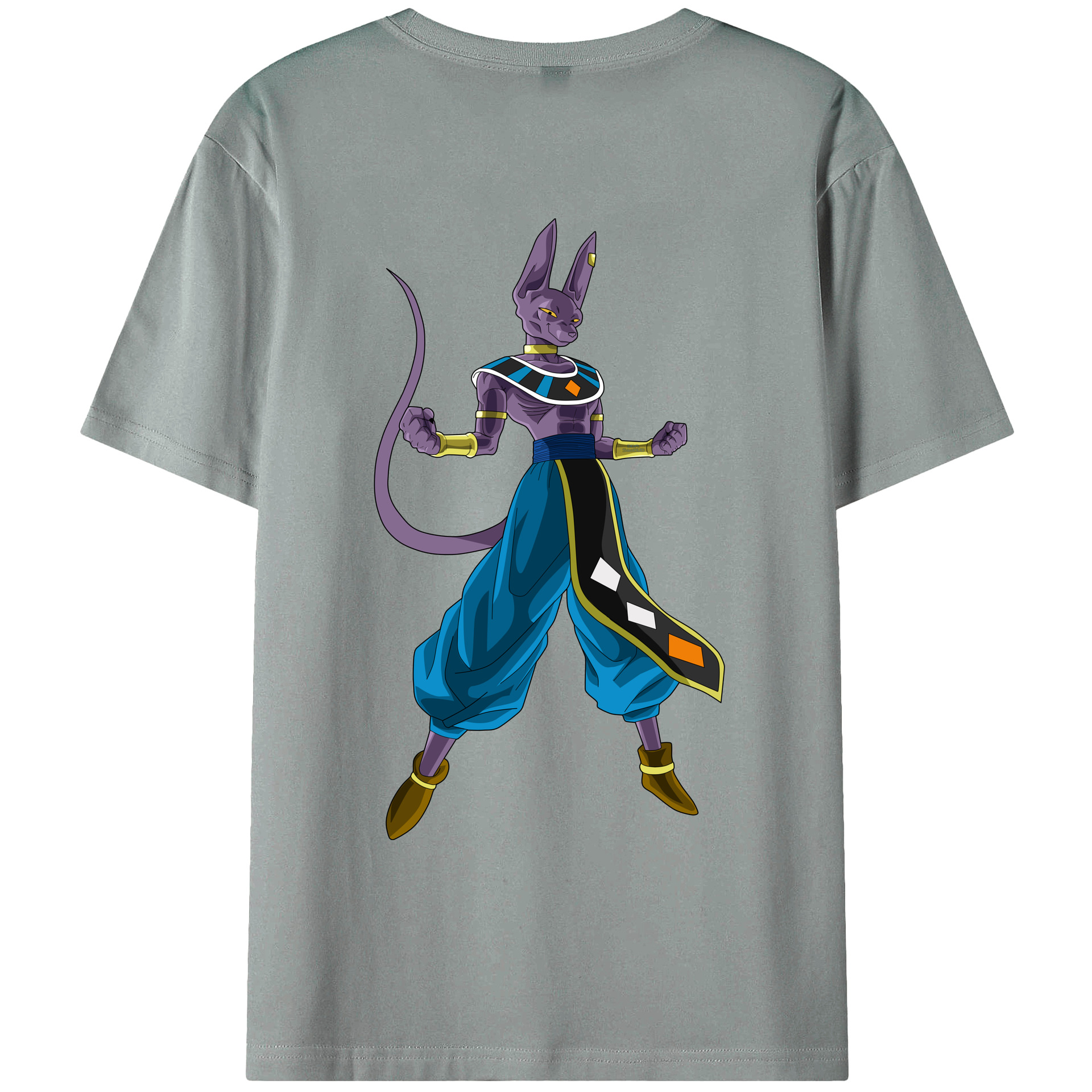 （画像用） ドラゴンボール ビルス 破壊神ビルス DRAGON BALL Beerus Birusu 綿100％ メンズ半袖Tシャツ（バックプリント） 通気性